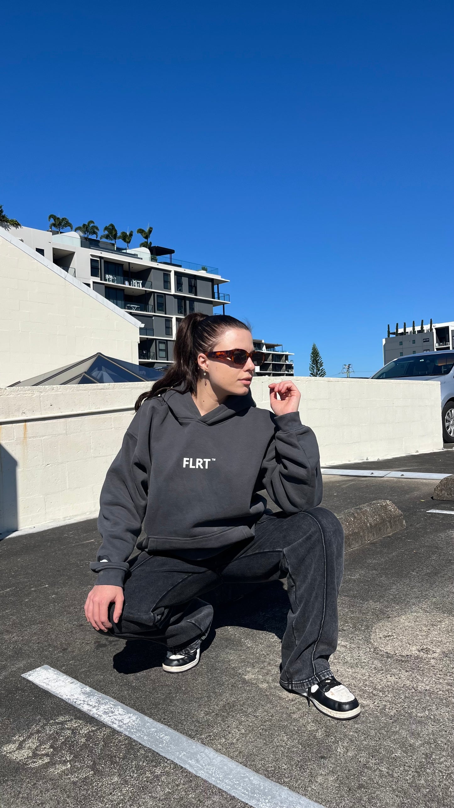 FLRT Original Oversized Hoodie - Washed Black