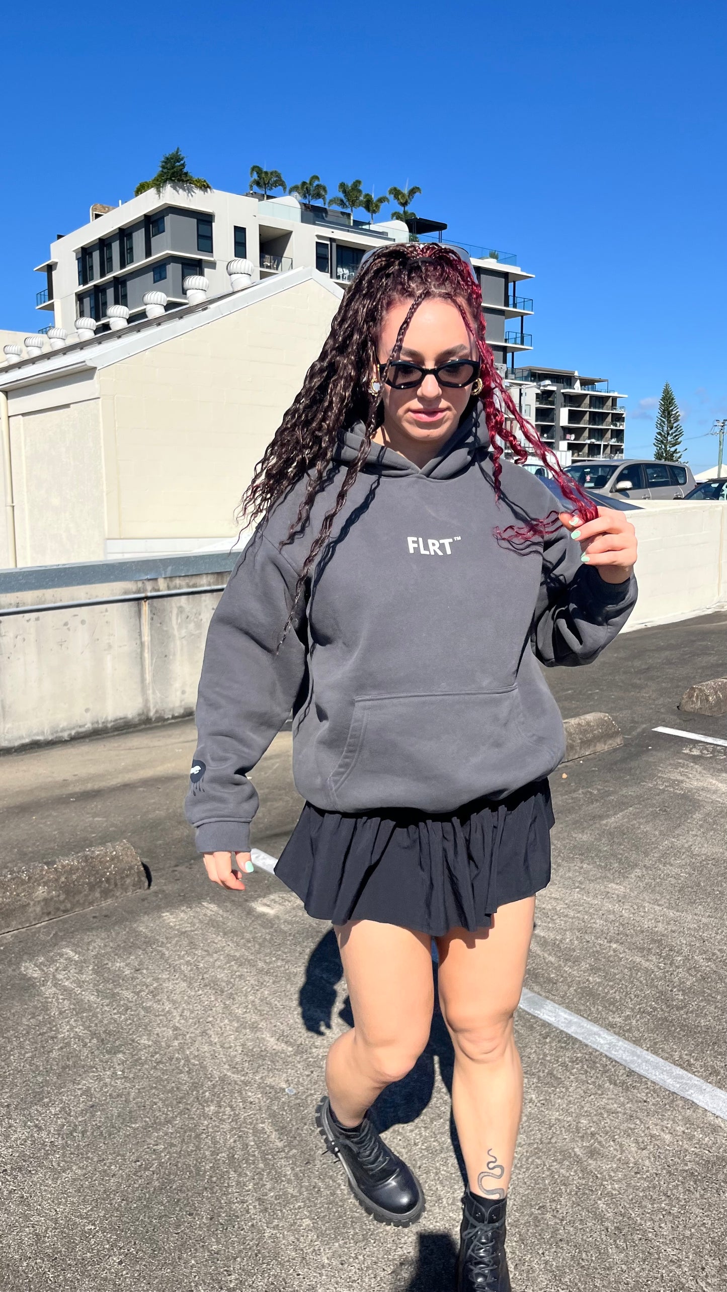 FLRT Original Oversized Hoodie - Washed Black