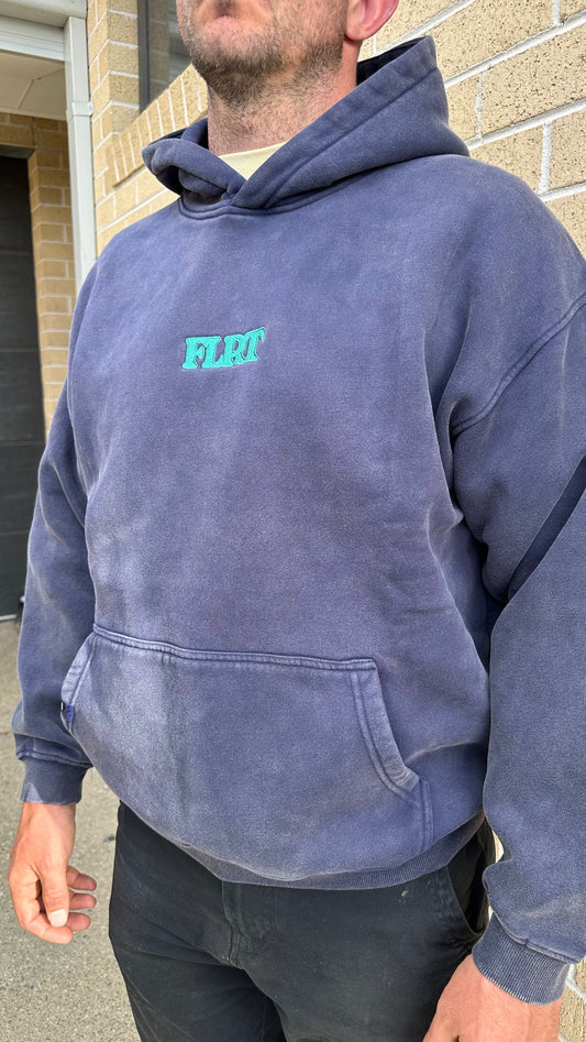 FLRT Oversized Hoodie - Acid Wash - Navy Blue -