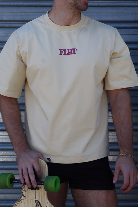 FLRT Original Oversize Box Tee - Cream/Cherry